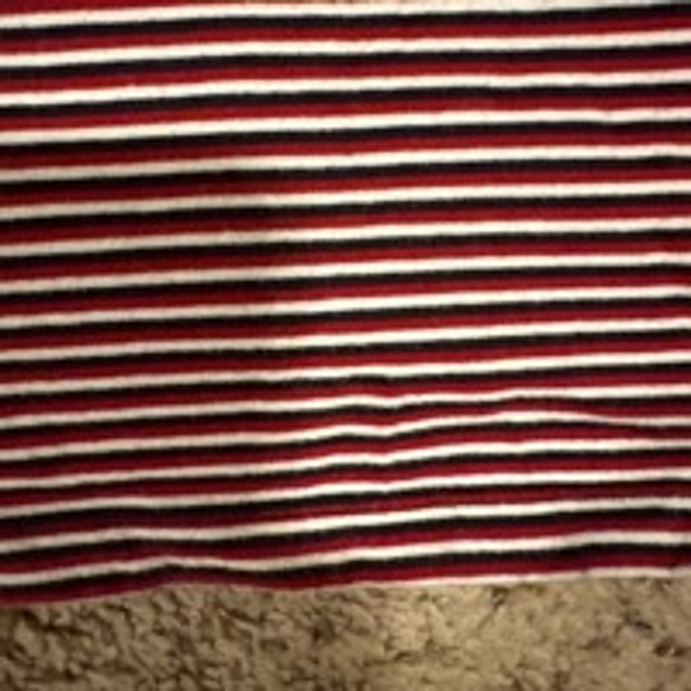 Men's Forever 21 T-Shirt, Size L, Red & White and Navy Striped - Picture 3 of 5
